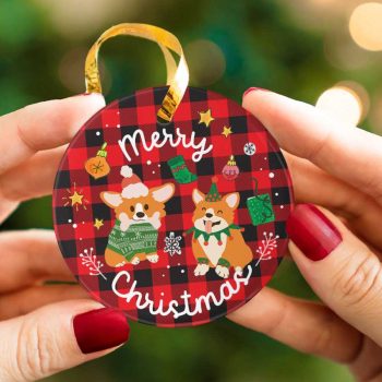 Peaceful Merry Christmas Corgi Dog Lover Ceramic Ornament