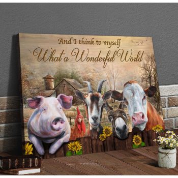 And I Think To My Self Farm Farmhouse Animals Canvas Prints Wall Art Decor
