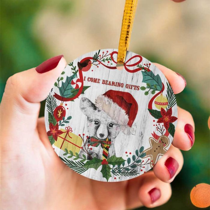 Christmas Bear I Come Bearing Gifts Ceramic Ornament