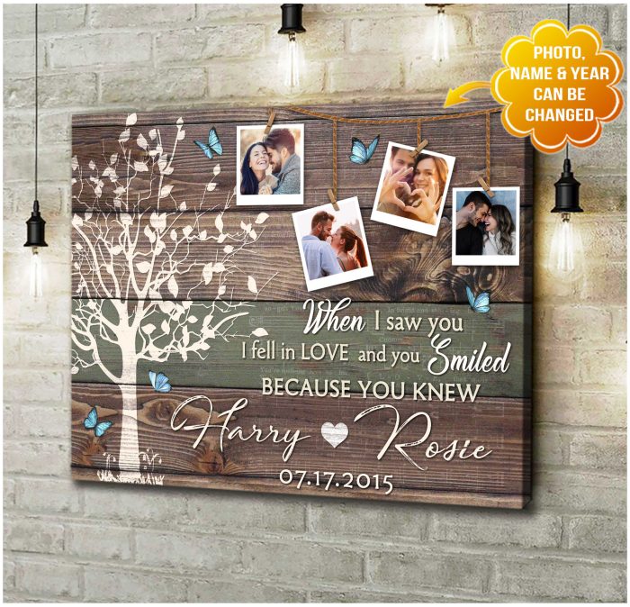 Custom Canvas For Couple When I Saw You I Fell In Love Wall Art Decor