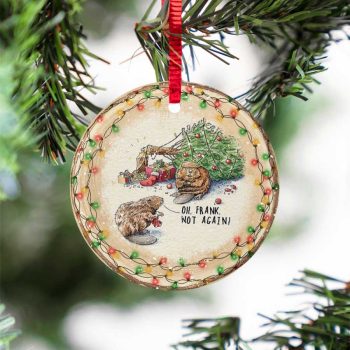 Happy Christmas Pet Funny Beaver Ceramic Ornament
