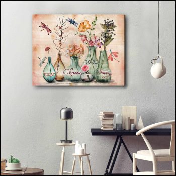 Dragonfly Canvas Today I Choose To Be Happy Wall Art Decor