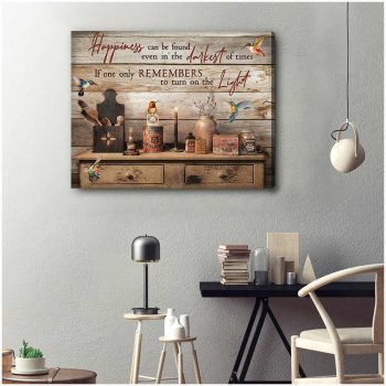 Farm Farmhouse Hummingbirds Canvas Happiness Can Be Found Even In The Darkest Of Times Wall Art Decor
