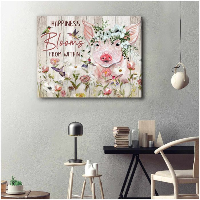 Pig Canvas Happiness Blooms From Within Wall Art Decor