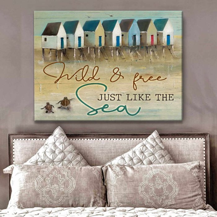 Sandy Beach And Turtle Canvas Wild And Free Just Like The Sea Wall Art Decor