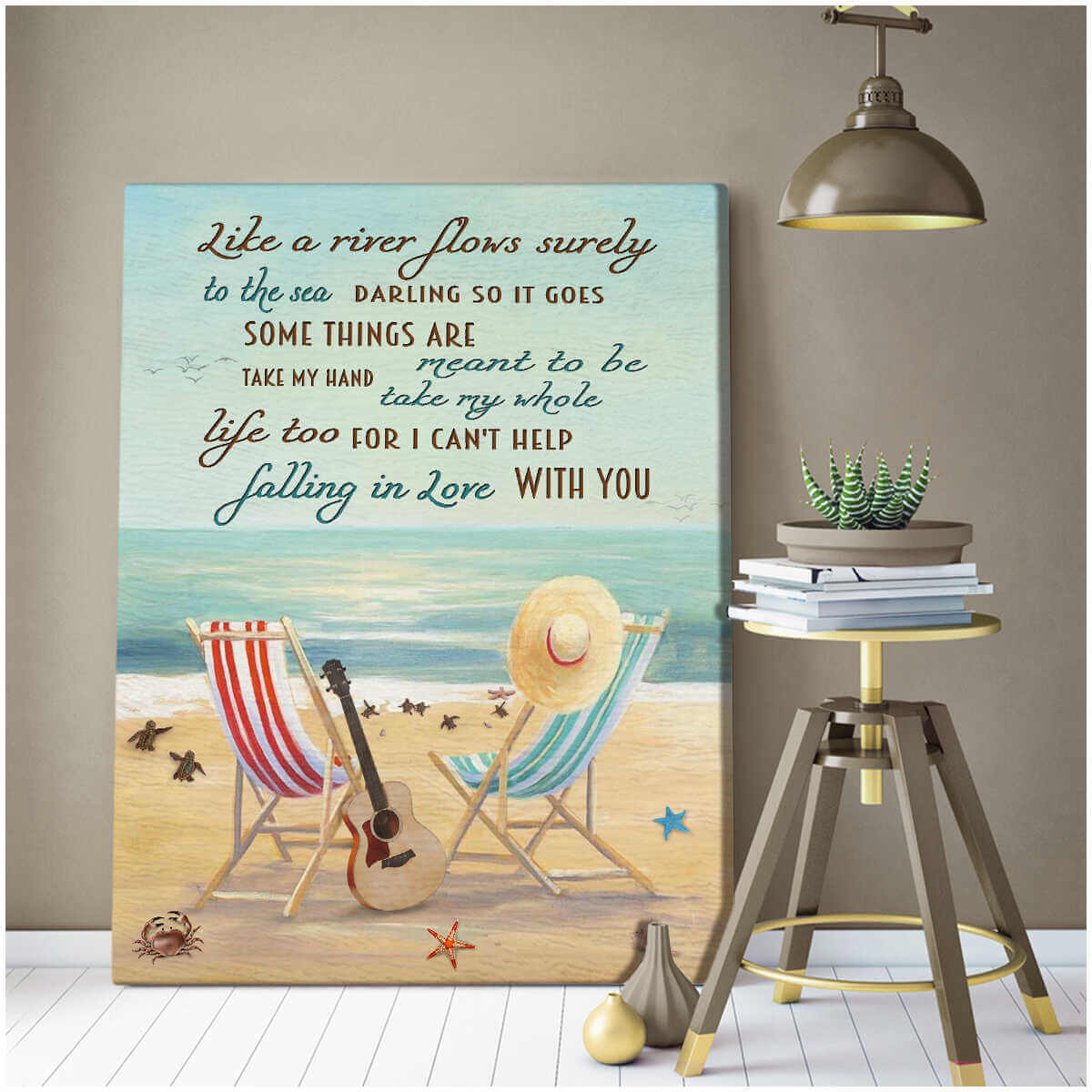 Turtle-And-Beach-Canvas-I-CanT-Help-Falling-In-Love-With-You-Wall-Art-Decor-2