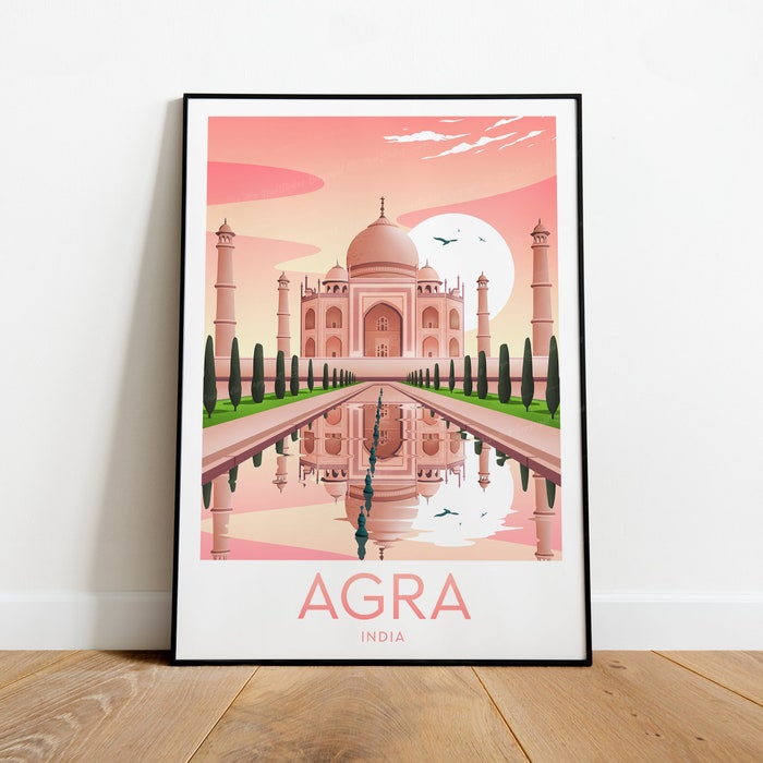 Agra Travel Canvas Poster Print - India - Taj Mahal