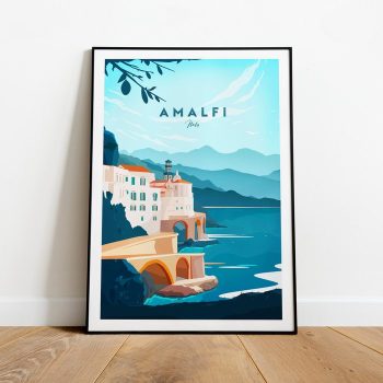 Amalfi Coast Traditional Travel Canvas Poster Print - Italy Amalfi Print Amalfi Poster Italy Print Italy Poster