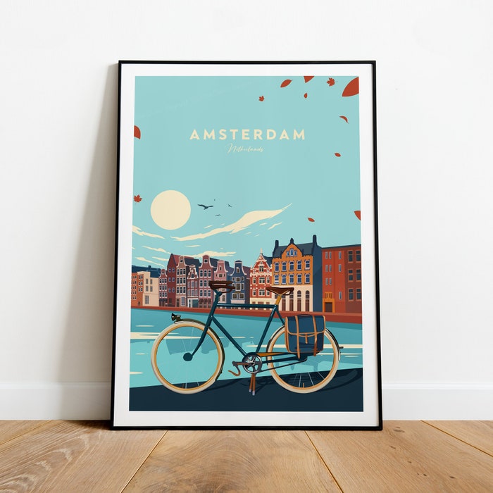 Amsterdam Traditional Travel Canvas Poster Print - Netherlands Amsterdam Poster