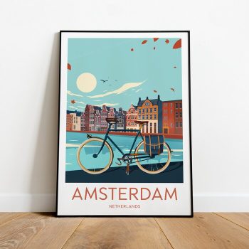 Amsterdam Travel Canvas Poster Print - Netherlands Amsterdam Poster