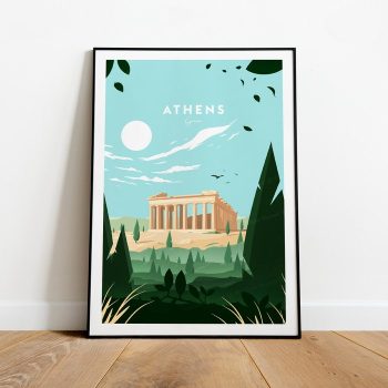 Athens Traditional Travel Canvas Poster Print - Greece Athens Poster Greece Poster