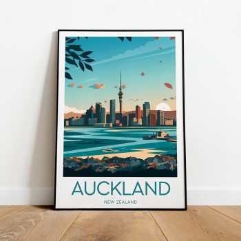 Auckland Evening Travel Canvas Poster Print - New Zealand Auckland Poster New Zealand Print