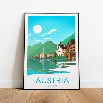 Austria Travel Canvas Poster Print - Hallstatt. Hallstatt Poster Hallstatt Print Austria Artwork