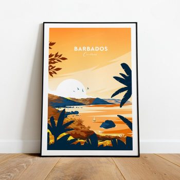 Barbados Evening Traditional Travel Canvas Poster Print - Caribbean