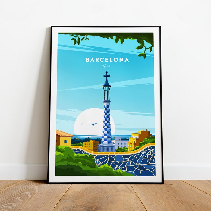 Barcelona Traditional Travel Canvas Poster Print - Park Güell