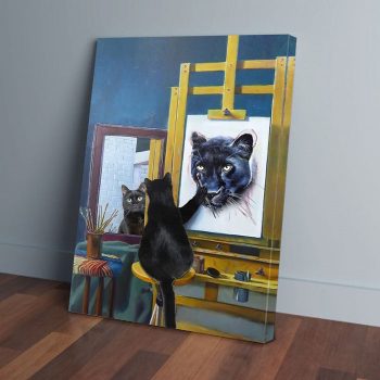Black Cat Painting A Vertical Canvas Poster Prints Wall Art Decor