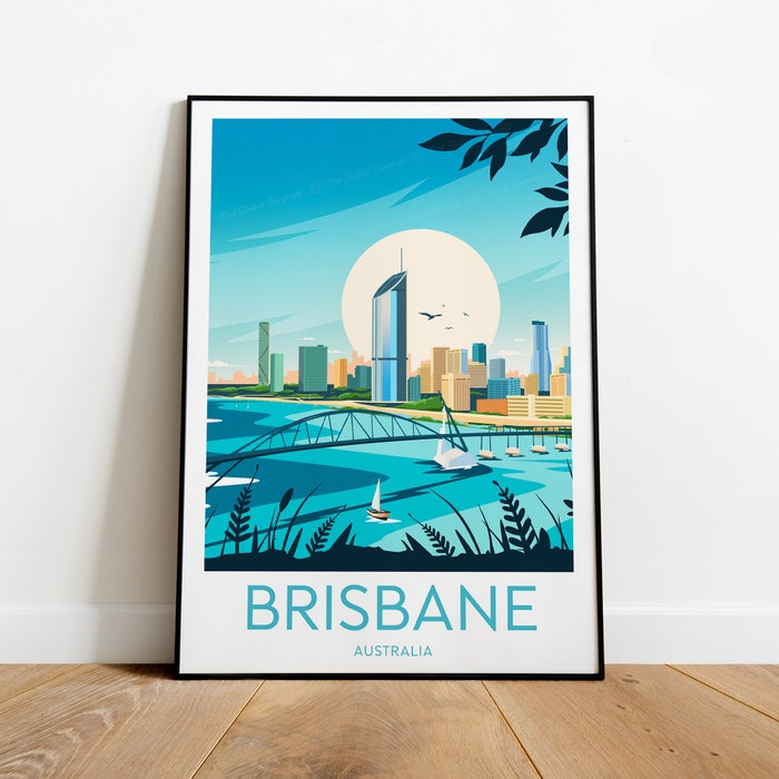 Brisbane Travel Canvas Poster Print - Australia
