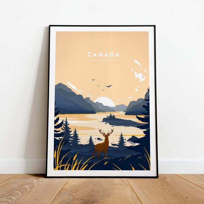 Canada Traditional Travel Canvas Poster Print - Jasper National Park Canada Print Canada Poster