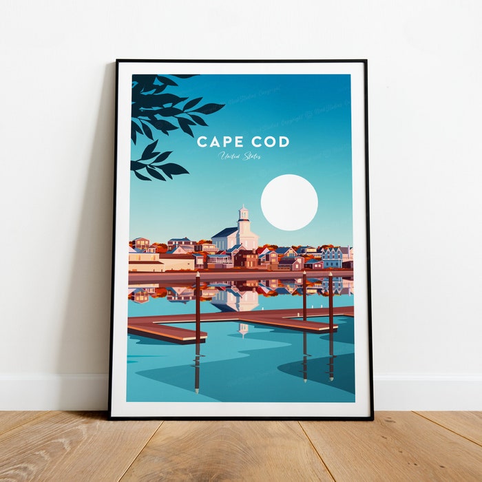 Cape Cod Traditional Travel Canvas Poster Print - United States Cape Cod Poster Massachusetts