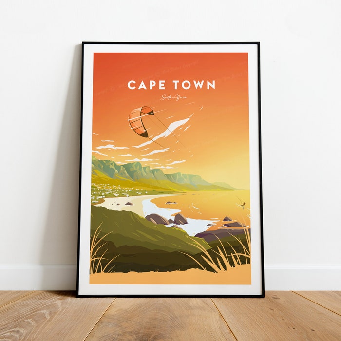 Cape Town Traditional Travel Canvas Poster Print - South Africa Cape Town Print Cape Town Poster South Africa Birthday