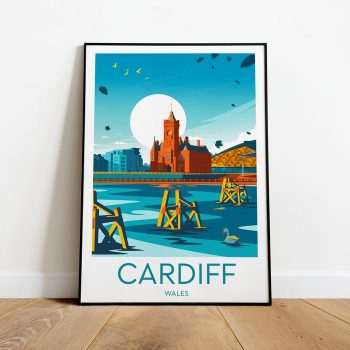 Cardiff Travel Canvas Poster Print - Wales Cardiff Poster Cardiff Castle