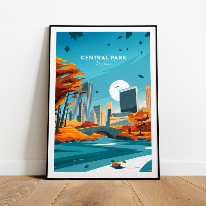 Central Park Traditional Travel Canvas Poster Print - New York Central Park Poster