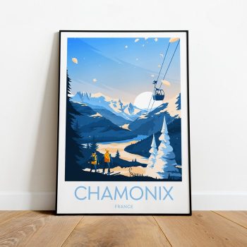 Chamonix Travel Canvas Poster Print - France Chamonix Poster Ski Poster Ski Resort Print Chamonix Ski