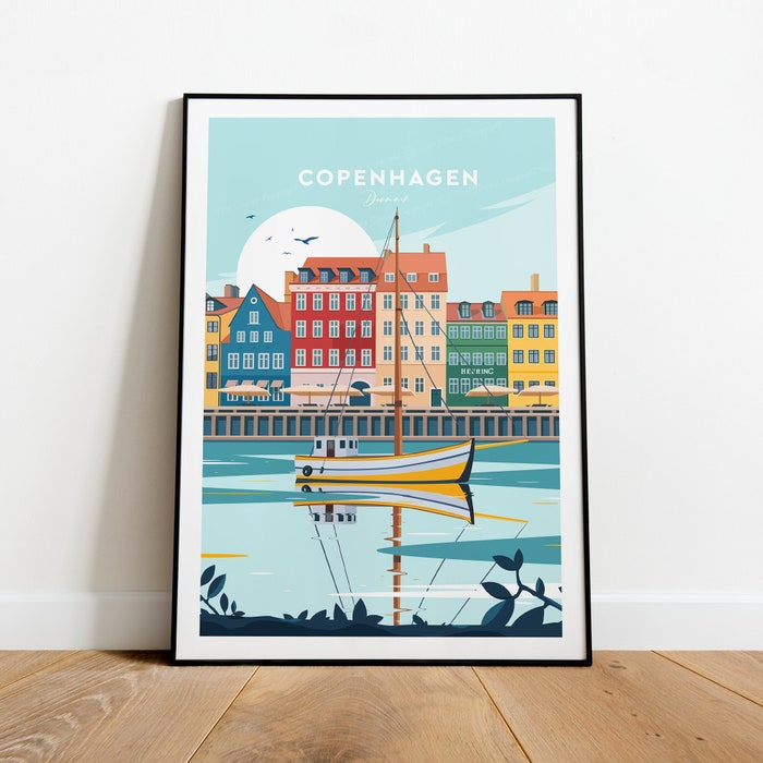 Copenhagen Traditional Travel Canvas Poster Print - Denmark