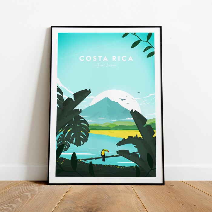 Costa Rica Traditional Travel Canvas Poster Print Costa Rica Poster San José Poster Areanal Volcano