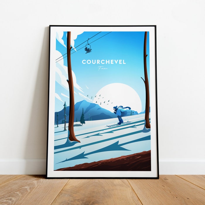 Courchevel Traditional Travel Canvas Poster Print - France - Ski Resort
