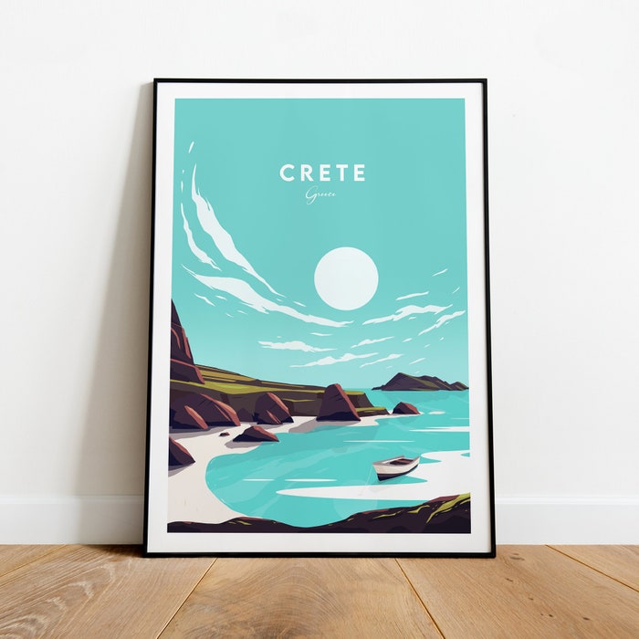 Crete Traditional Travel Canvas Poster Print - Greece Crete Poster Crete Artwork Greece Print