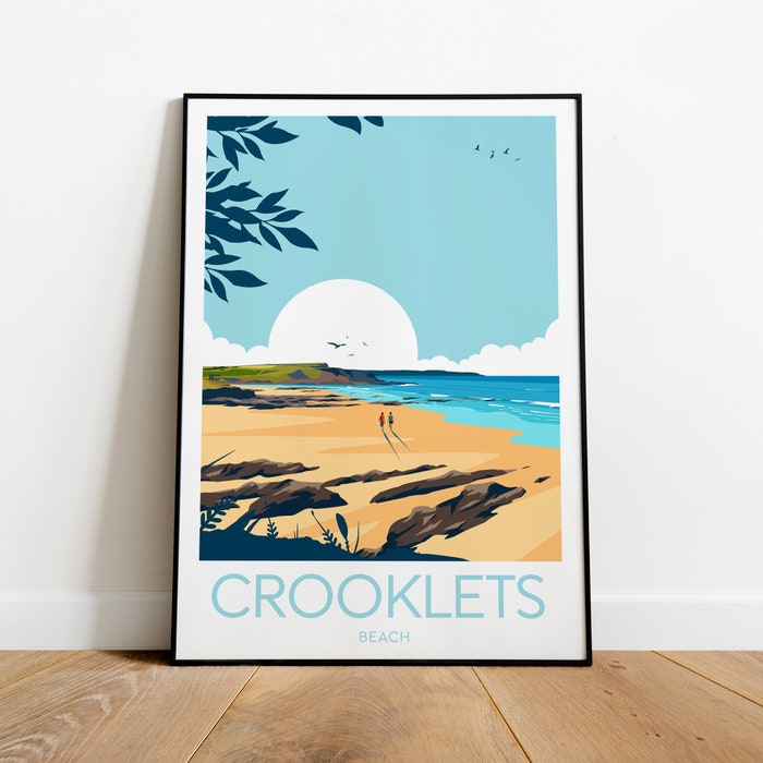 Crooklets Beach Travel Canvas Poster Print - Cornwall Crooklets Poster Cornwall Print