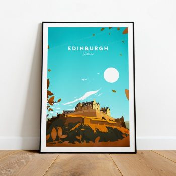 Edinburgh Traditional Travel Canvas Poster Print - Scotland Edinburgh Poster Edinburgh Castle.