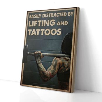 Fitness Girl Distracted By Lifting And Tattoos Canvas Poster Prints Wall Art Decor