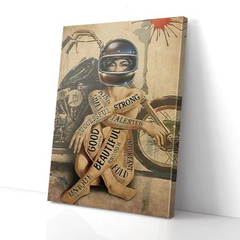 Girl Biker Canvas Poster Prints Wall Art Decor