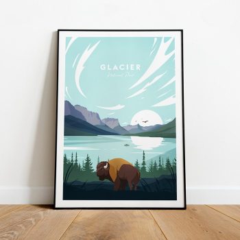 Glacier Traditional Travel Canvas Poster Print - National Park