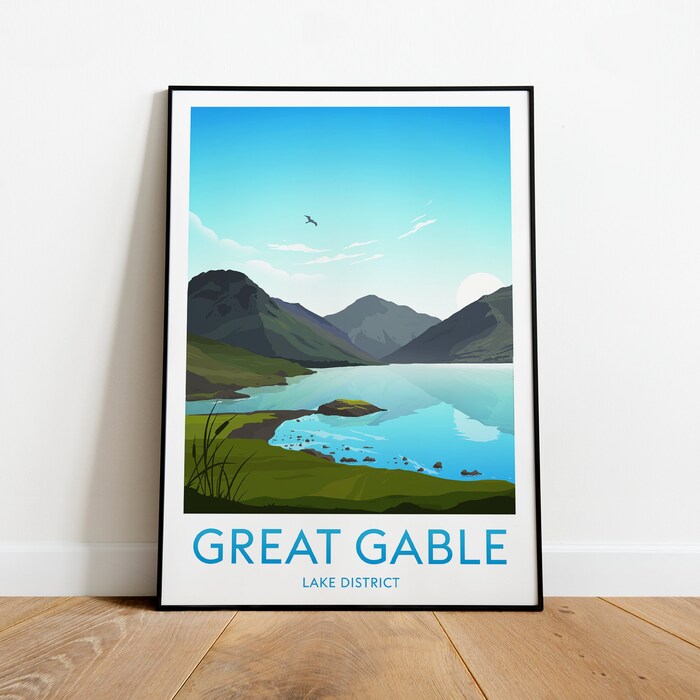 Great Gable Travel Canvas Poster Print - Lake District Great Gable Print Lake District Hawkshead Print Keswick Poster