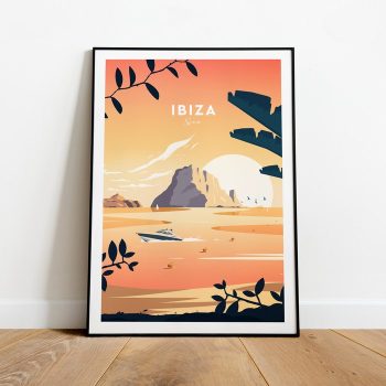 Ibiza Evening Traditional Travel Canvas Poster Print - Spain