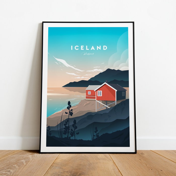 Iceland Traditional Travel Canvas Poster Print - Reykjavík Iceland Print Iceland Poster