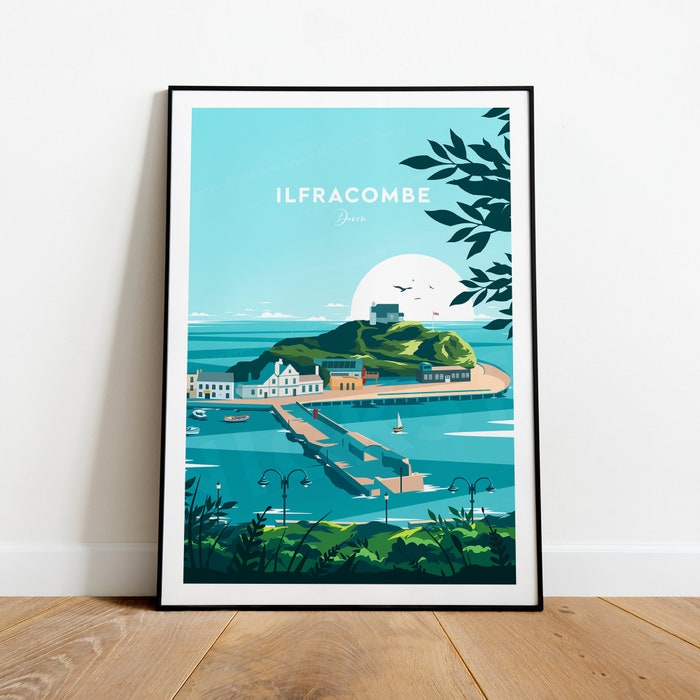 Ilfracombe Traditional Travel Canvas Poster Print - Devon Ilfracombe Poster
