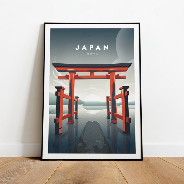 Japan Traditional Travel Canvas Poster Print - Hakone Shrine Japan Print Japan Poster
