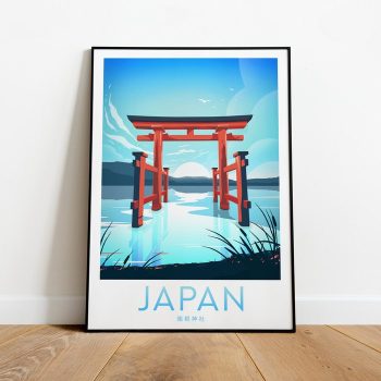 Japan Travel Canvas Poster Print - Hakone Shrine Japan Print Japan Poster