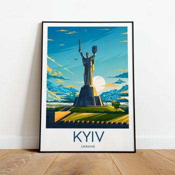 Kyiv Travel Canvas Poster Print - Ukraine Kyiv Travel Poster Motherland Monument