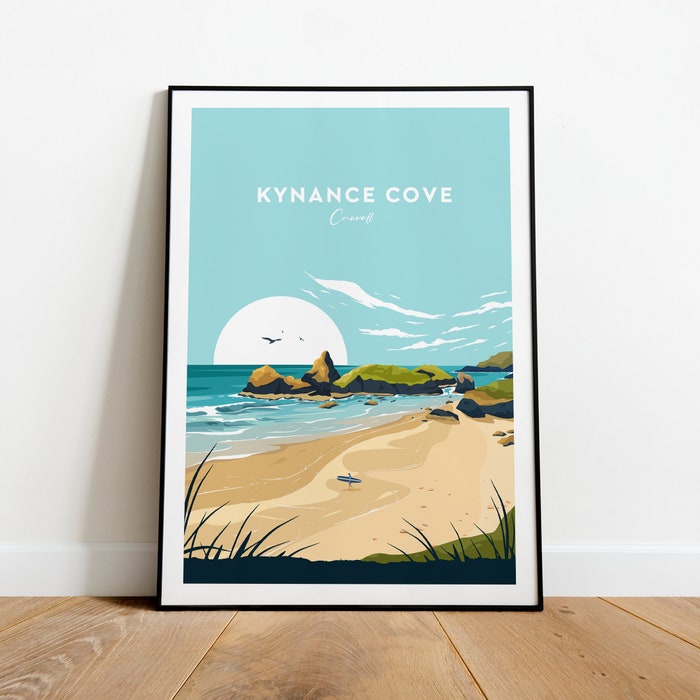 Kynance Cove Traditional Travel Canvas Poster Print - Cornwall