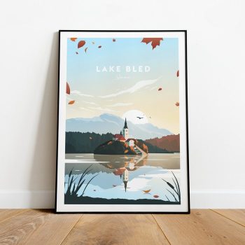 Lake Bled Traditional Travel Canvas Poster Print - Slovenia Lake Bled Poster Slovenia Print