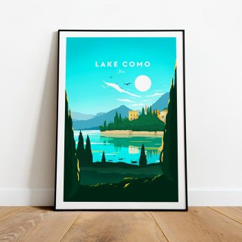 Lake Como Traditional Travel Canvas Poster Print - Italy