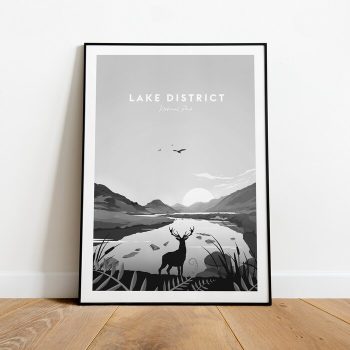 Lake District Traditional Travel Canvas Poster Print