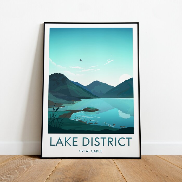 Lake District Travel Canvas Poster Print - Great Gable Lake District Print Lake District Poster