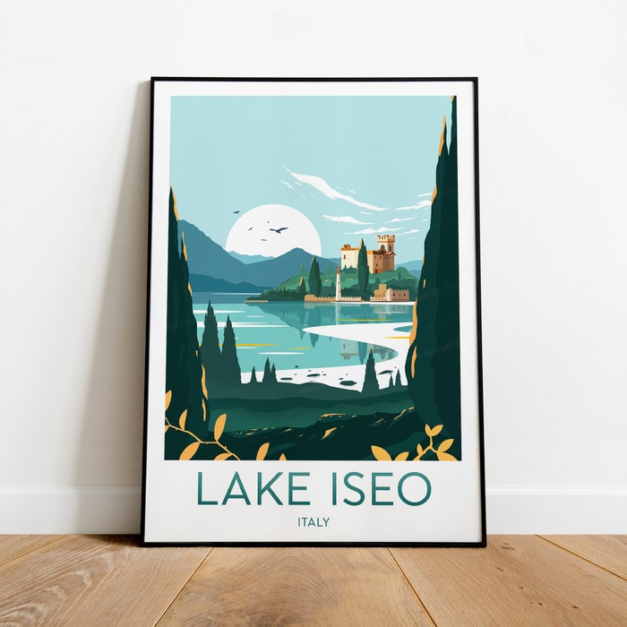 Lake Iseo Travel Canvas Poster Print - Italy