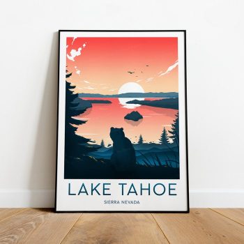 Lake Tahoe Evening Travel Canvas Poster Print - National Park Lake Tahoe Poster